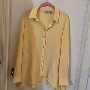 LOGO by Lori Goldstein Textured Woven Blouse with Asymmetric Hem